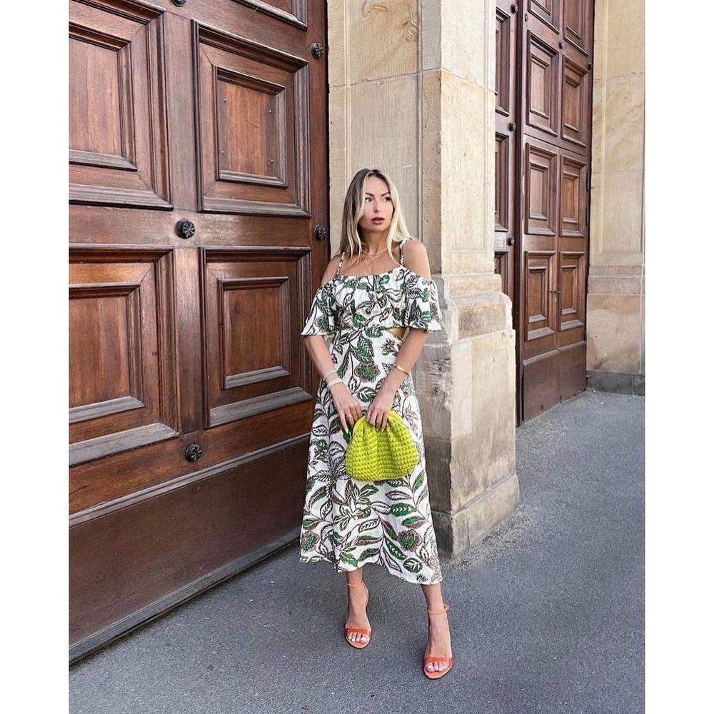 Zara Linen Blend Floral Print Midi Dress New - Picture 6 of 8